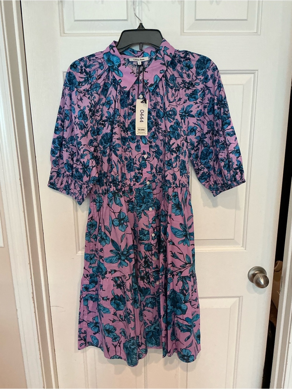CELINA MOON Lavender Dress with Teal Floral Print